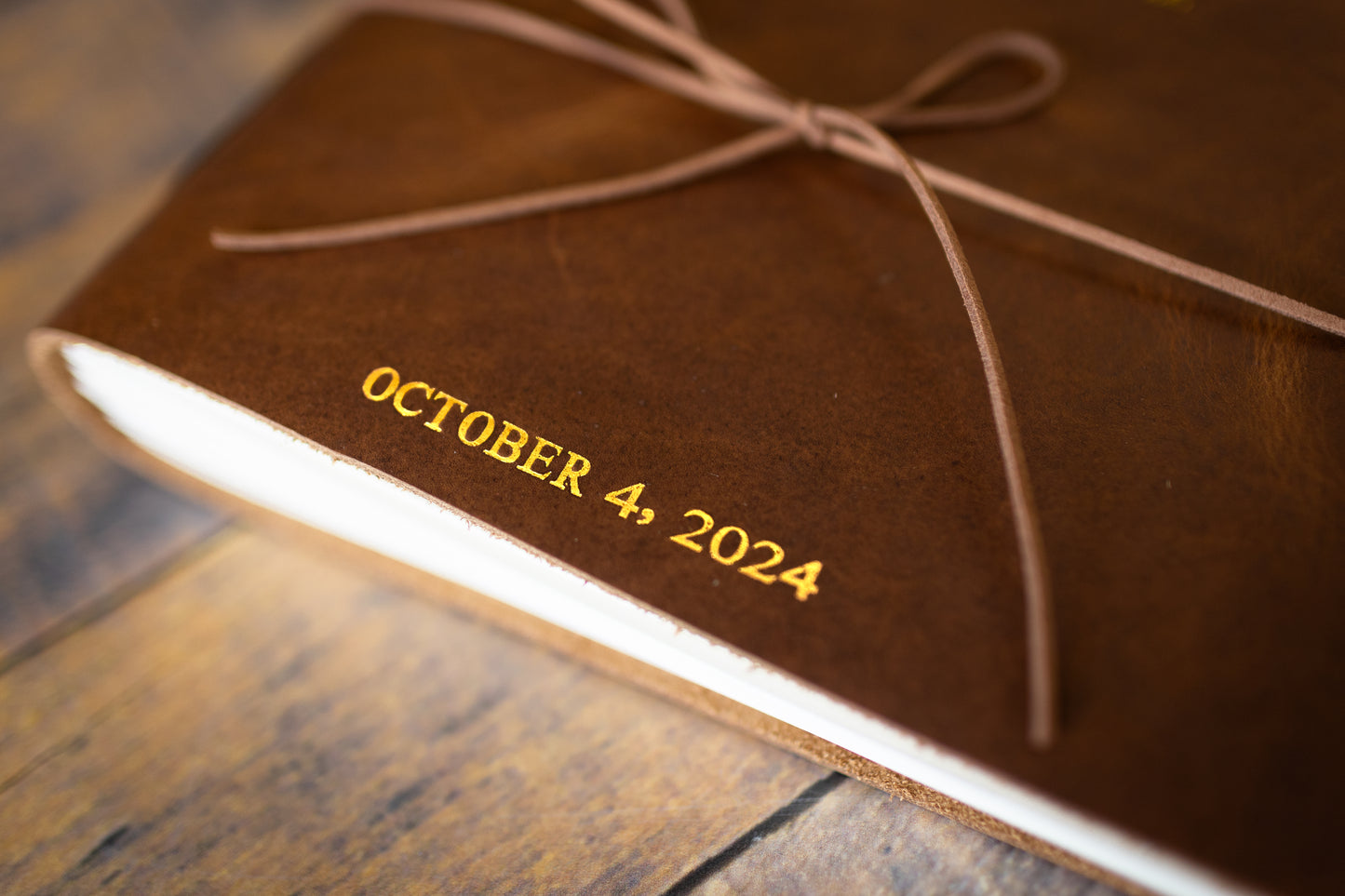 Personalized Wedding and Event Guest Book, Full Grain Leather Bound Journal, Rustic Wedding Keepsake Gift, Premium Photo Scrapbook Guest Log