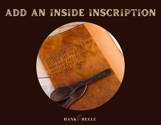 Inside Cover Inscription with Leather Pocket