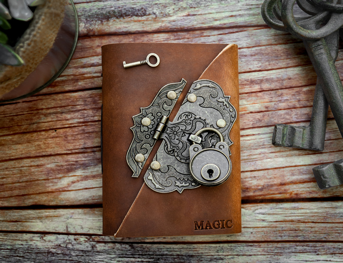 Lock + Key Diary - Sewn Bound Leather Journal