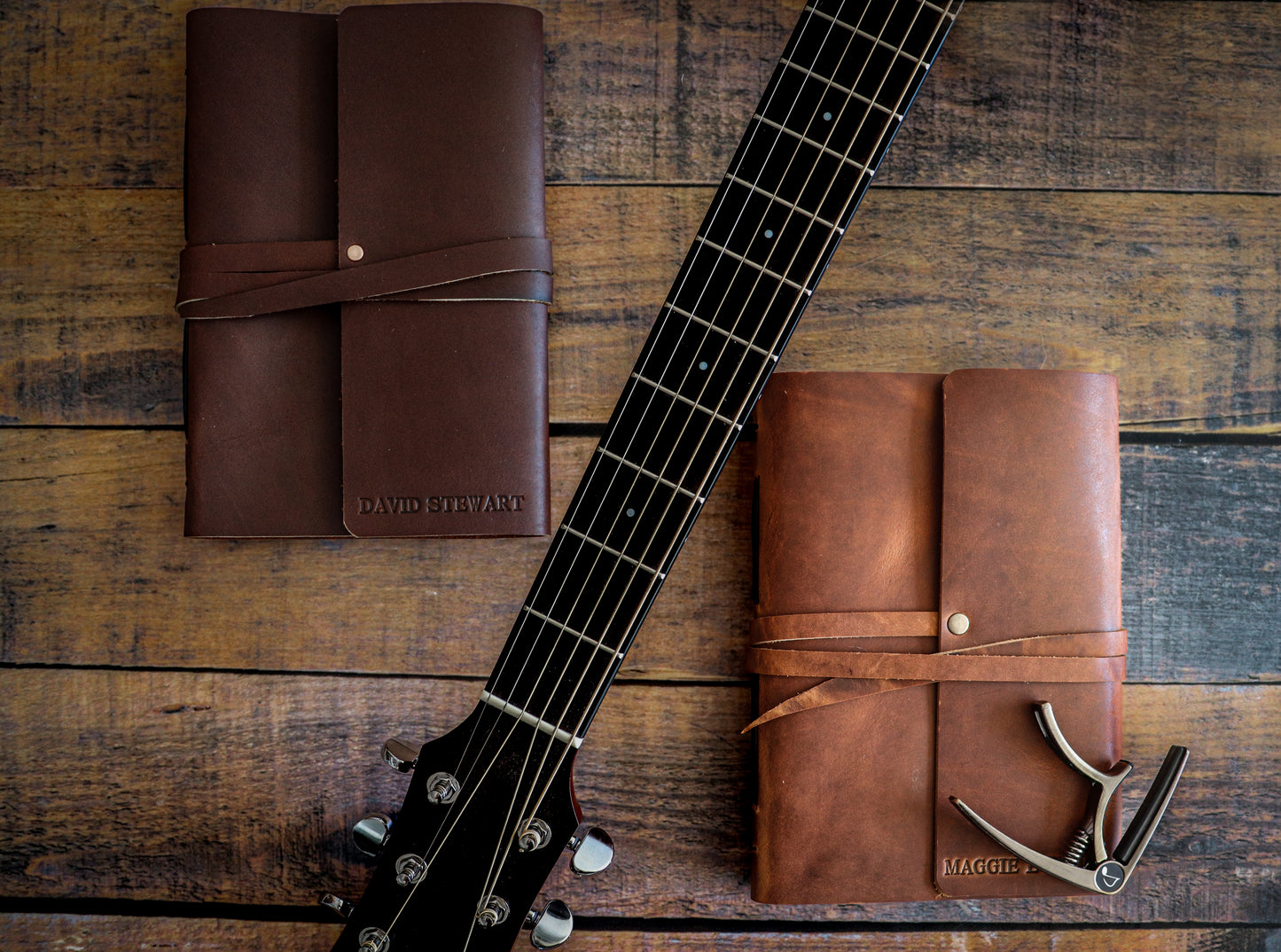 Leather Music Journal, Rustic Songwriting Book, Personalized Gift for Musicians, Songwriters and Composers, Sewn Bound in Full Grain Leather