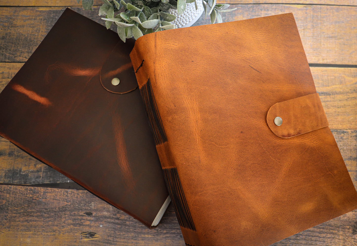 THE HALF TOME - Giant Leather Family Tome, Big Huge Rustic Heirloom Keepsake Book, Sewn in Premium Leather