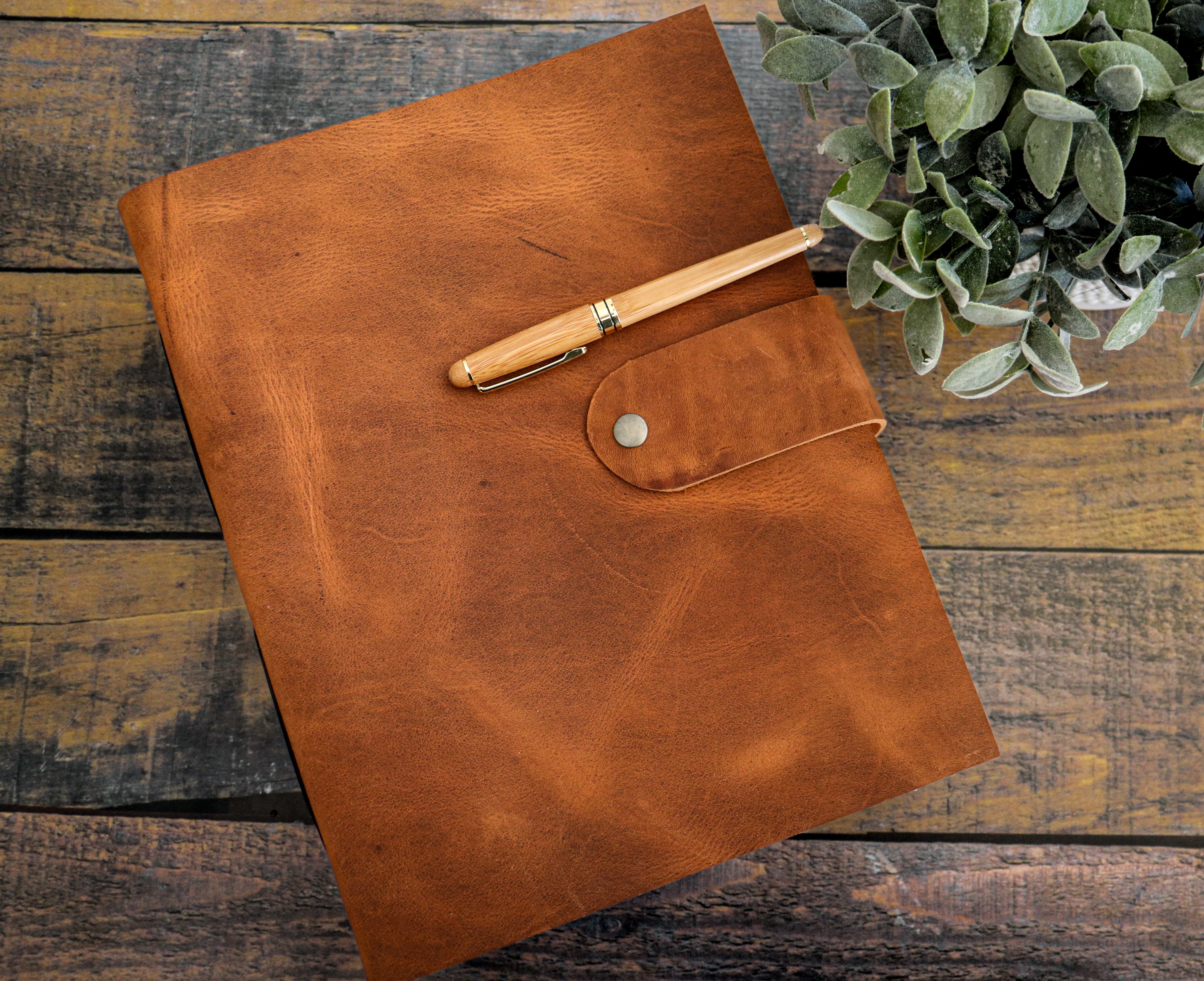 Classic Snap Notebook - Sewn Bound Leather Journal – Hank Belle Rustic