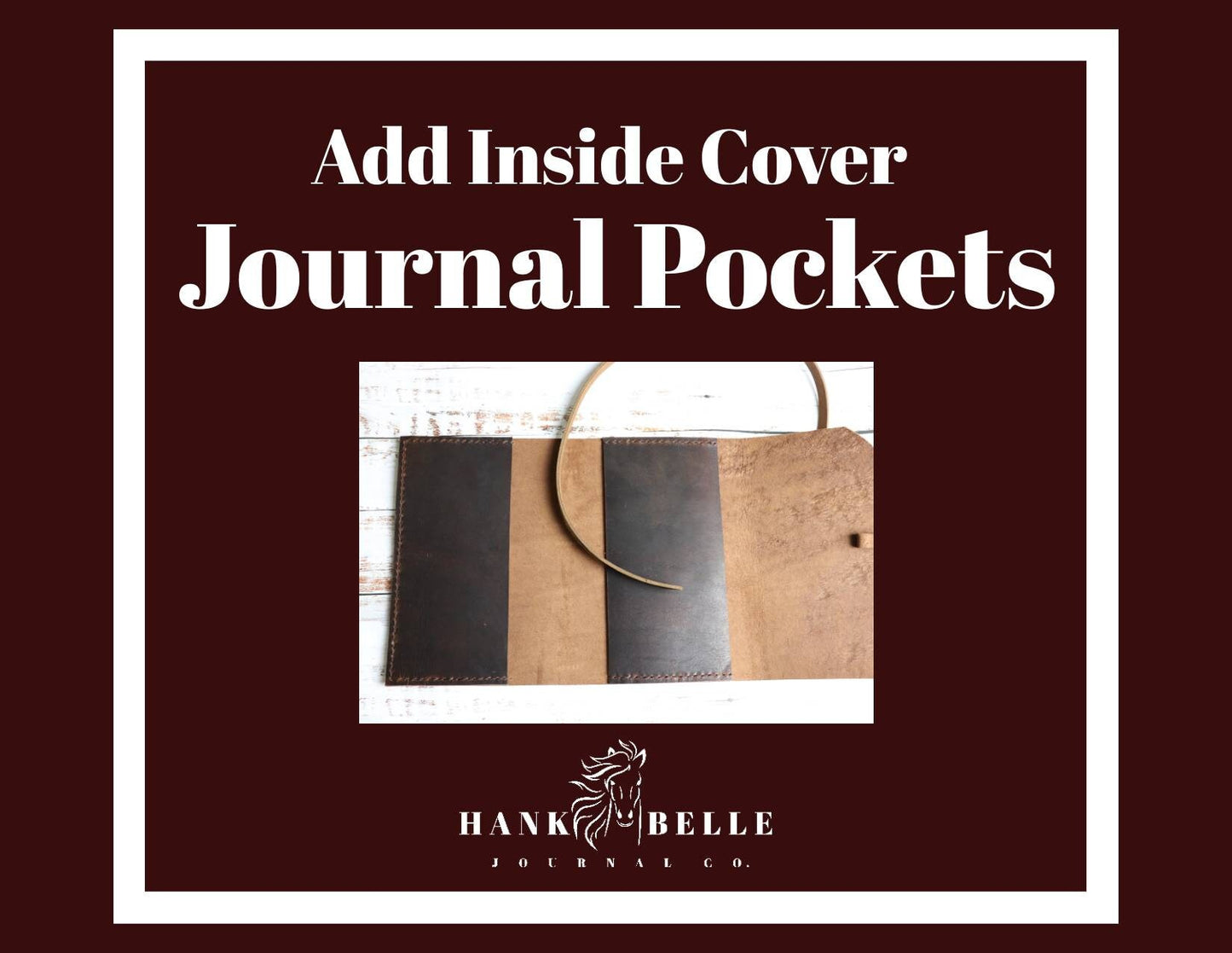 Journal Pockets for Leather Journals, Personalize and Customize Option For All Hank Belle Journals, Hand Sewn, Full Grain Premium Leather
