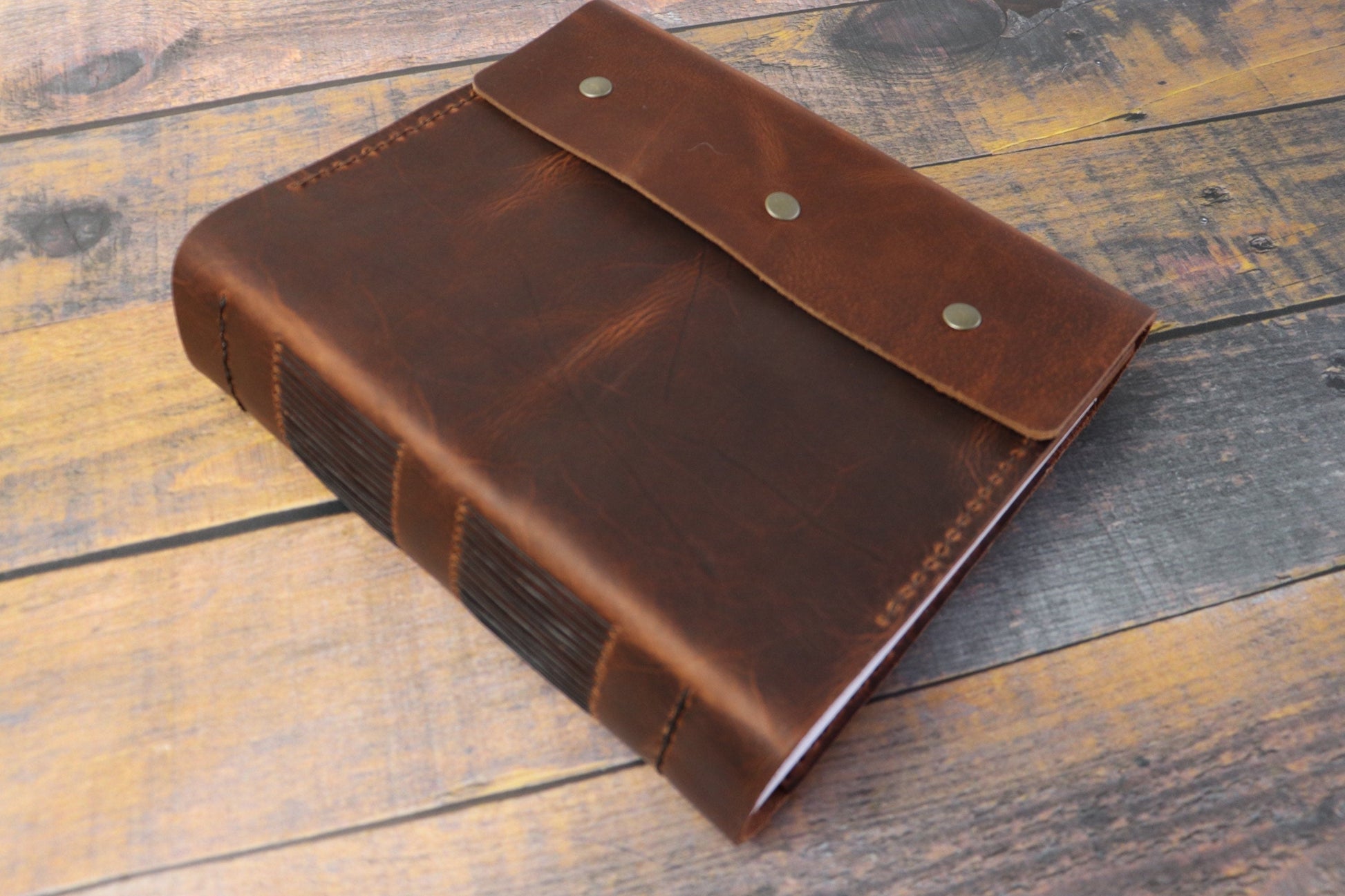 Sewn Bound Personalized Leather Journal, Rustic Notebook, Diary, Sketchbook, Watercolor Book, Premium Leather Bound + Fully Customizable