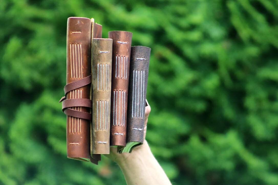 Leather Fishing Journal, Rustic Fisherman Log Book, Fathers Day Gift, Sewn Bound Full Grain Leather, Personalized Gift for Dad or Anglers