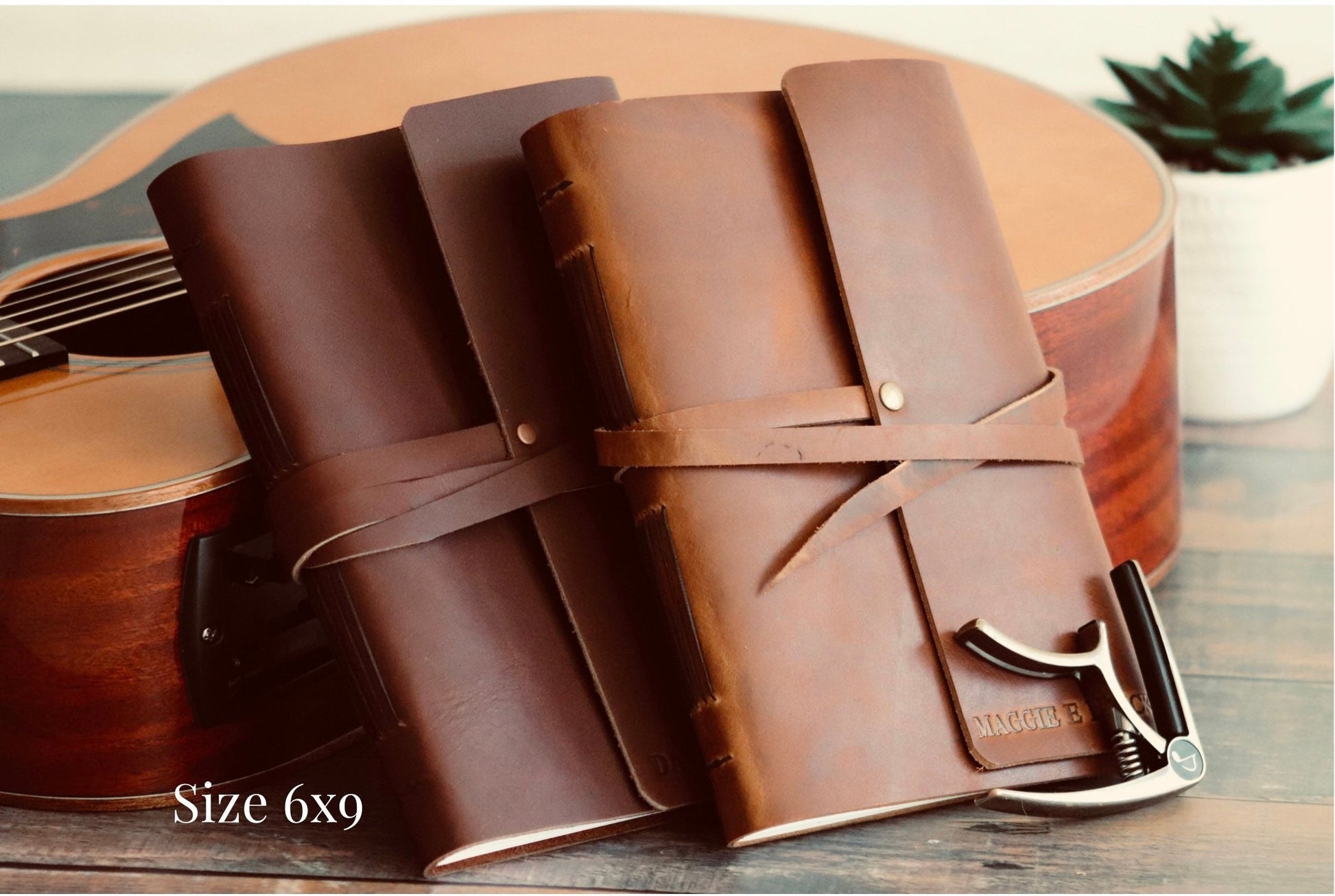 Leather Music Journal, Rustic Songwriting Book, Personalized Gift for Musicians, Songwriters and Composers, Sewn Bound in Full Grain Leather