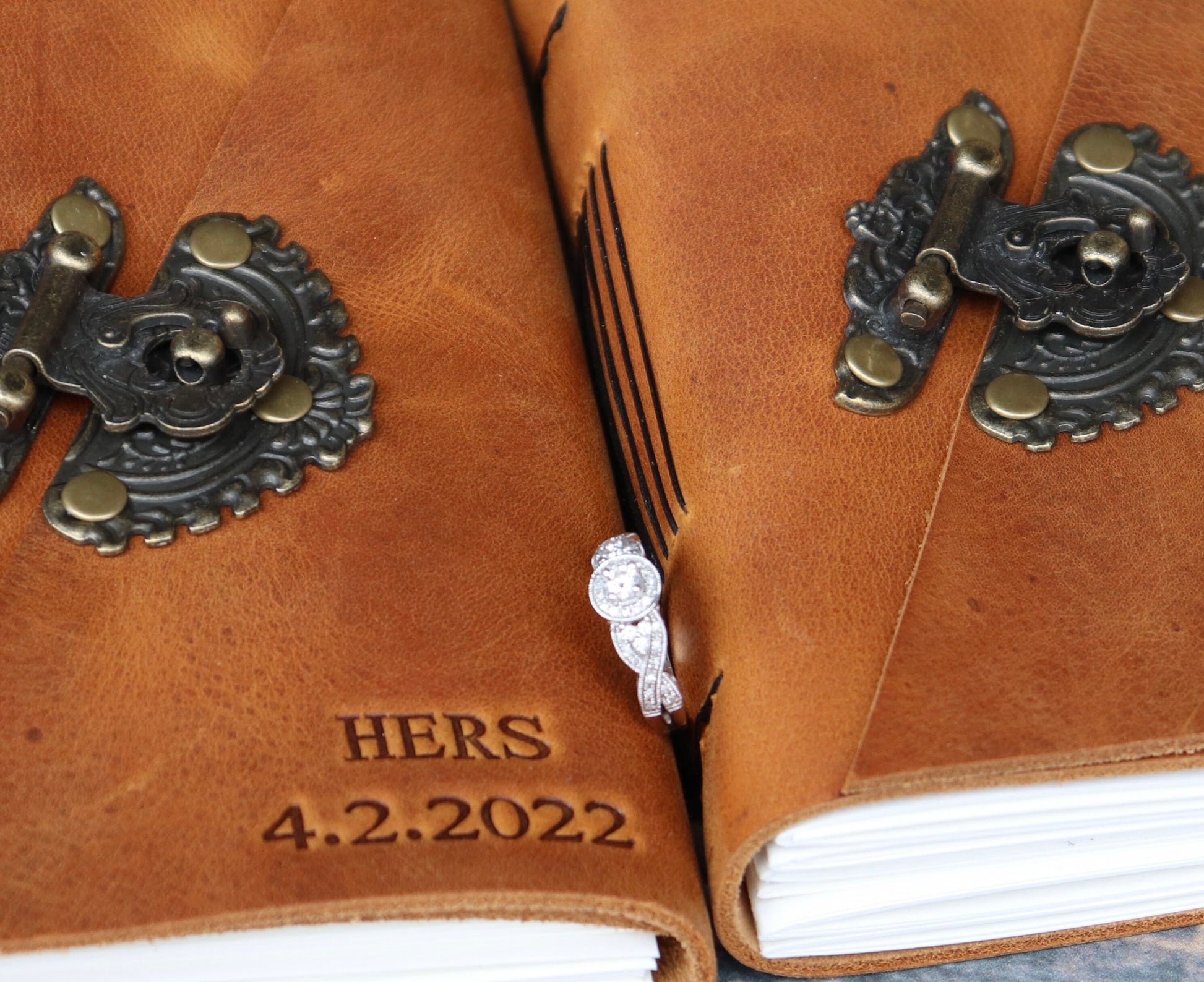 VOWS BOOKS 2.0! Set of Personalized Wedding Vows Books, Premium Leather Bound Journals for Bride & Groom, Rustic Wedding Gift