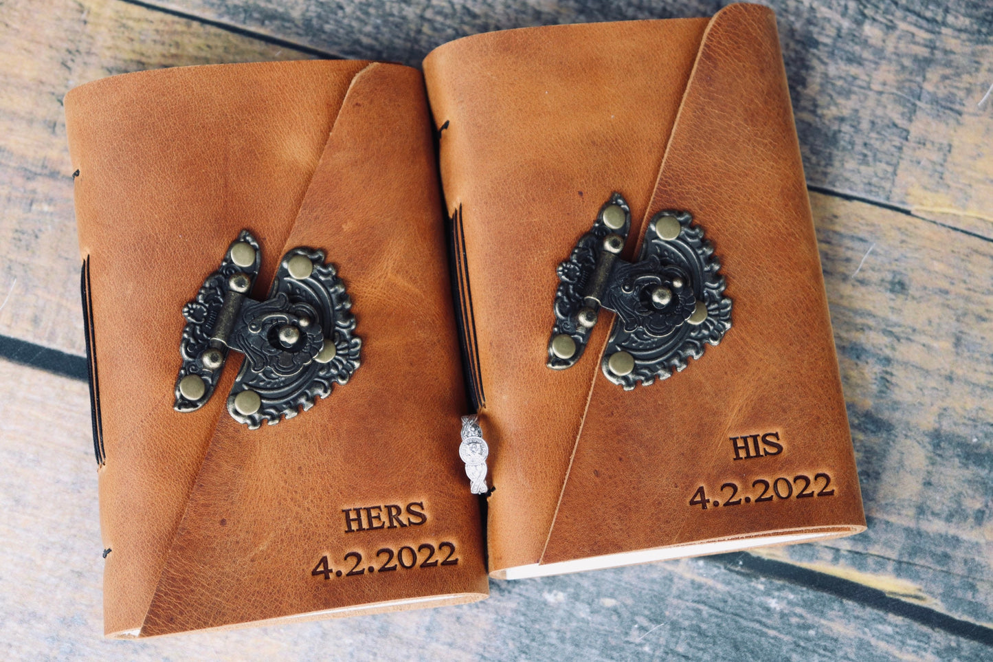 VOWS BOOKS 2.0! Set of Personalized Wedding Vows Books, Premium Leather Bound Journals for Bride & Groom, Rustic Wedding Gift