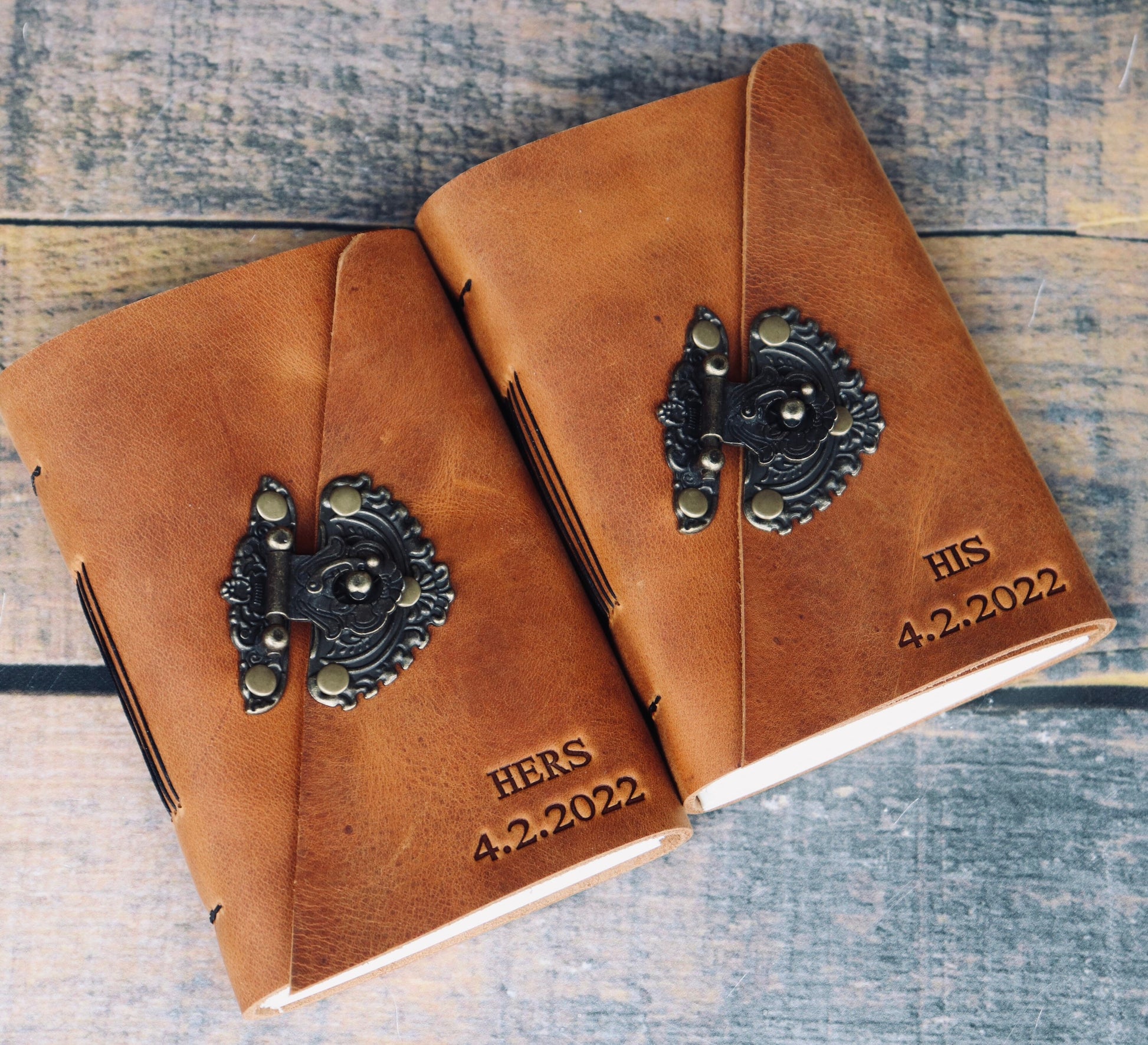 VOWS BOOKS 2.0! Set of Personalized Wedding Vows Books, Premium Leather Bound Journals for Bride & Groom, Rustic Wedding Gift