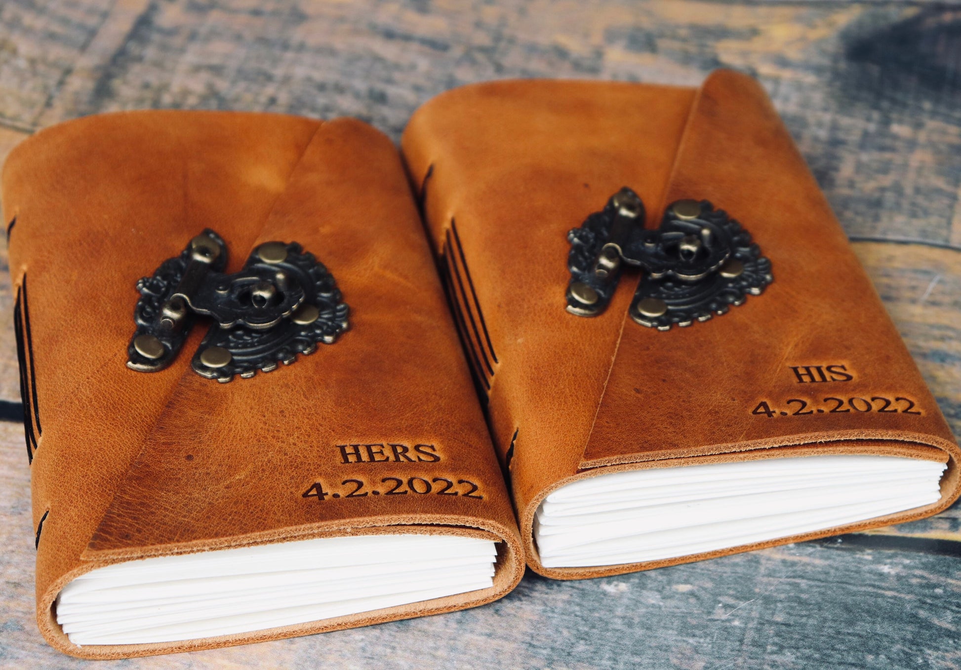 VOWS BOOKS 2.0! Set of Personalized Wedding Vows Books, Premium Leather Bound Journals for Bride & Groom, Rustic Wedding Gift