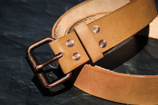 Tan men's leather belt