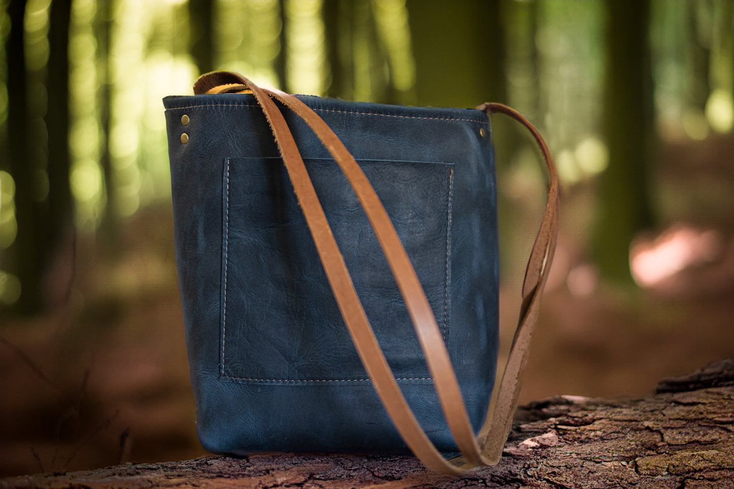 The Mountain Bluebird - Leather Tote Bag