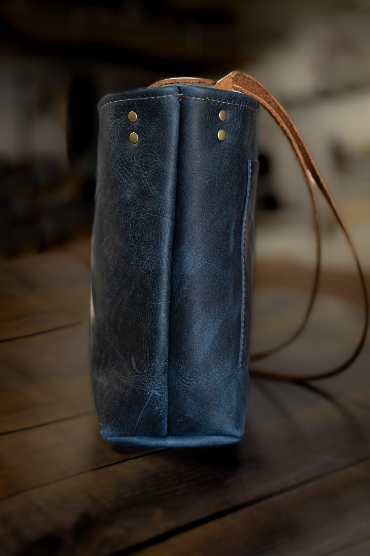 The Mountain Bluebird - Leather Tote Bag