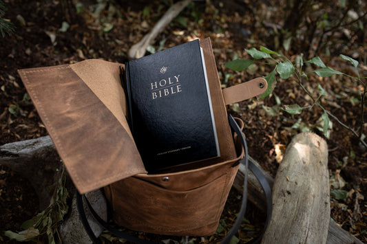 Custom Leather Bible Cover, Premium Full Grain Leather Book Cover and Bible Protector | Option to Bundle w/ Leather Book Bag