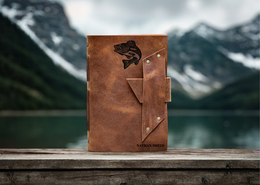 Engraved Leather Fishing Log Journal