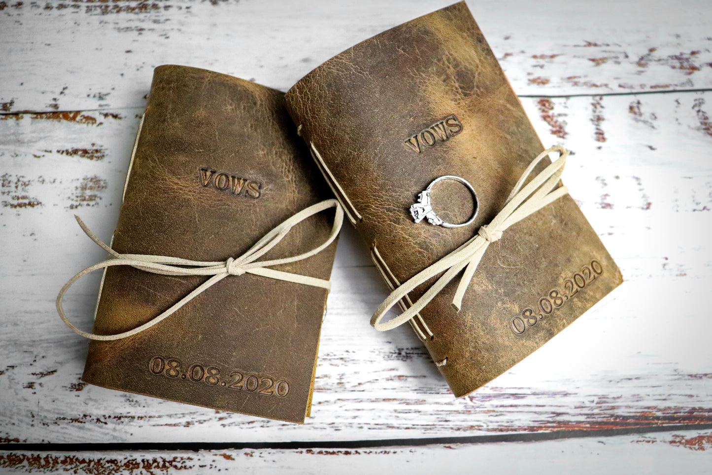 Personalized Wedding Vows Books, Leather Vows Journals for Bride and Groom, Bound in Full Grain Premium Leather, Rustic Wedding Gift