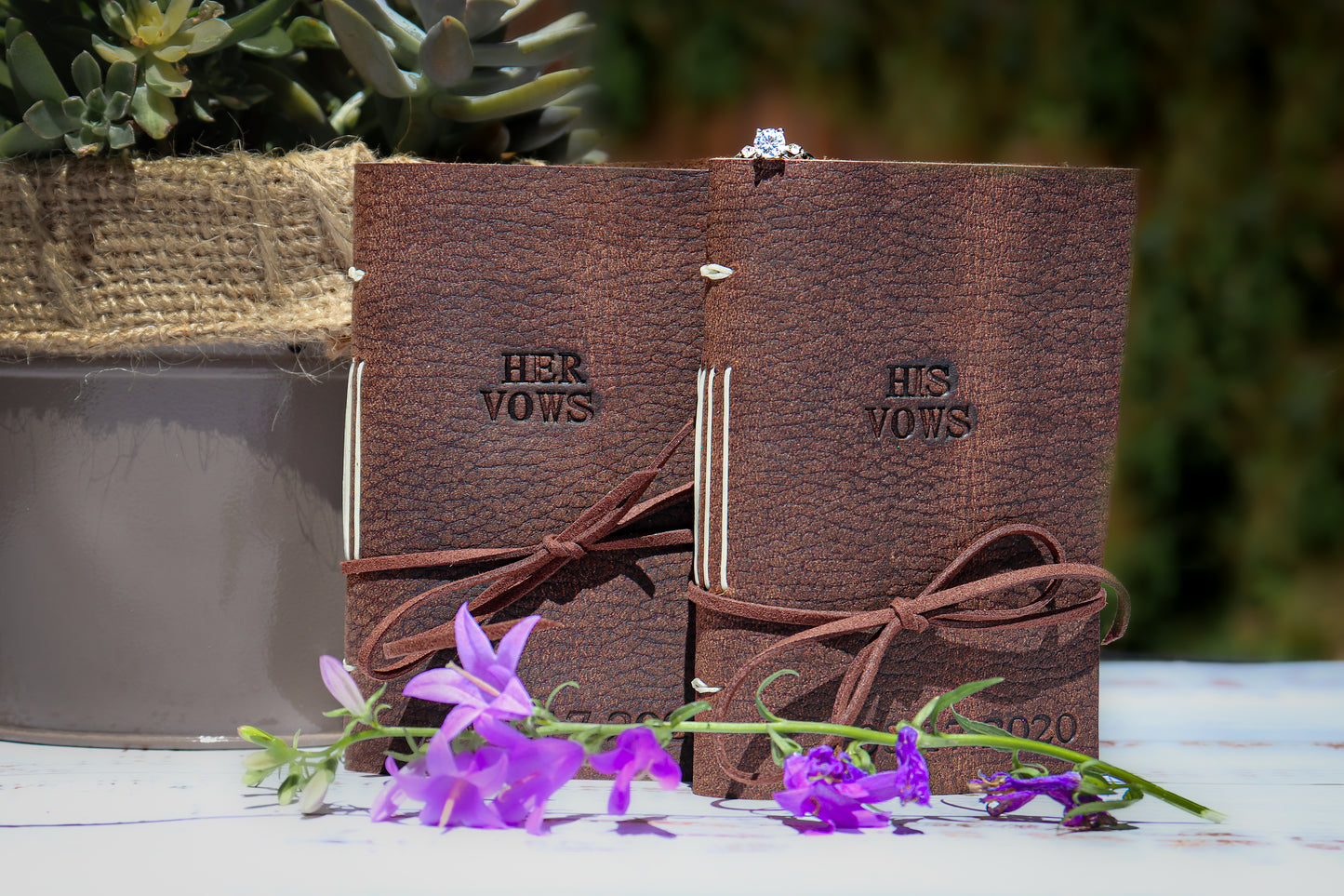 Personalized Wedding Vows Books, Leather Vows Journals for Bride and Groom, Bound in Full Grain Premium Leather, Rustic Wedding Gift