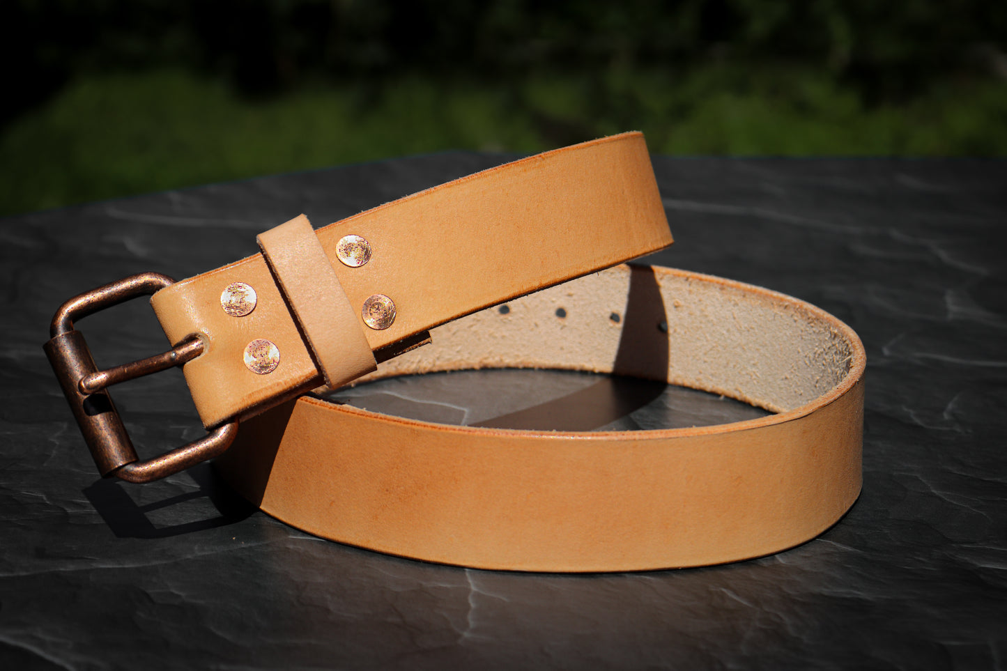 Men's Full Grain Vegetable Tanned Rugged Leather Belt