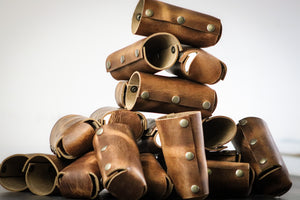 Rugged American Flag Leather Drink Sleeve