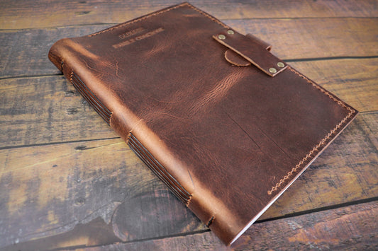 Personalized Leather Family Heirloom Recipe Journal, Sewn Bound in Full Grain Leather