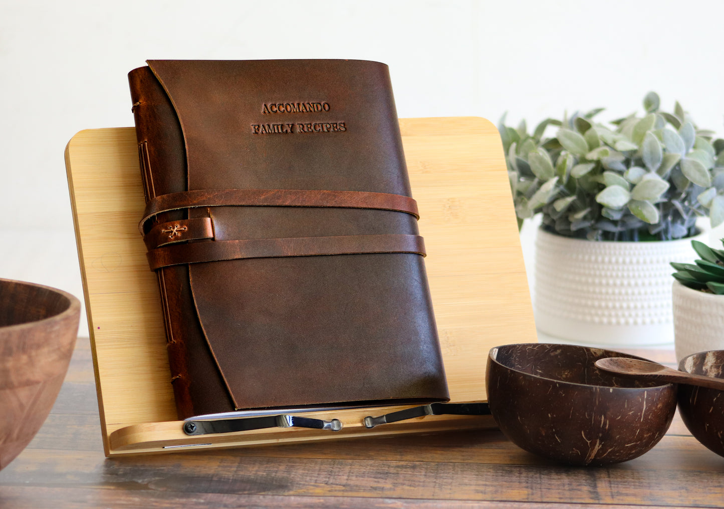 Personalized Leather Family Heirloom Recipe Journal, Sewn Bound in Full Grain Leather
