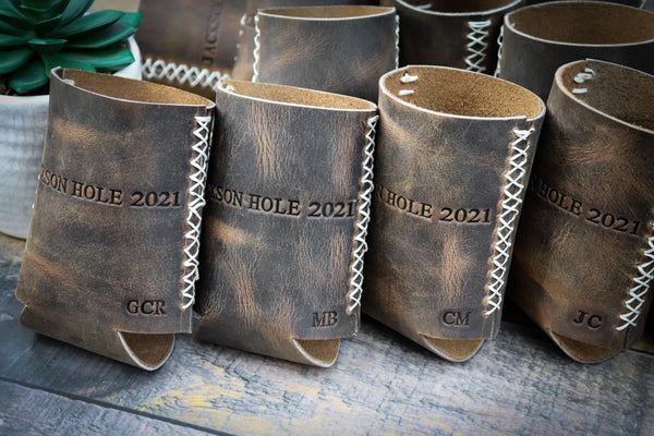 Hand Sewn Leather Drink Sleeve