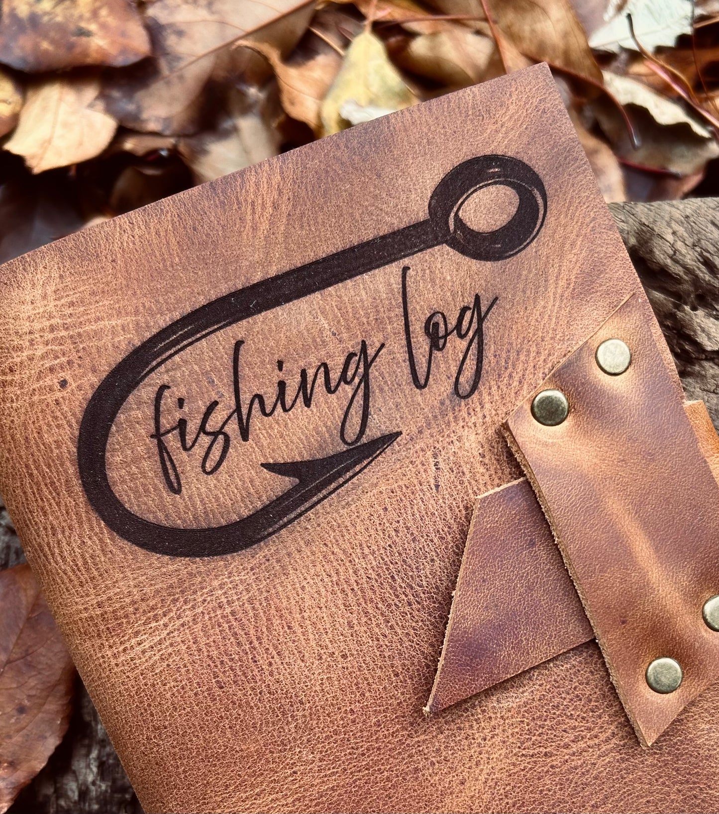 Engraved Leather Fishing Log Journal