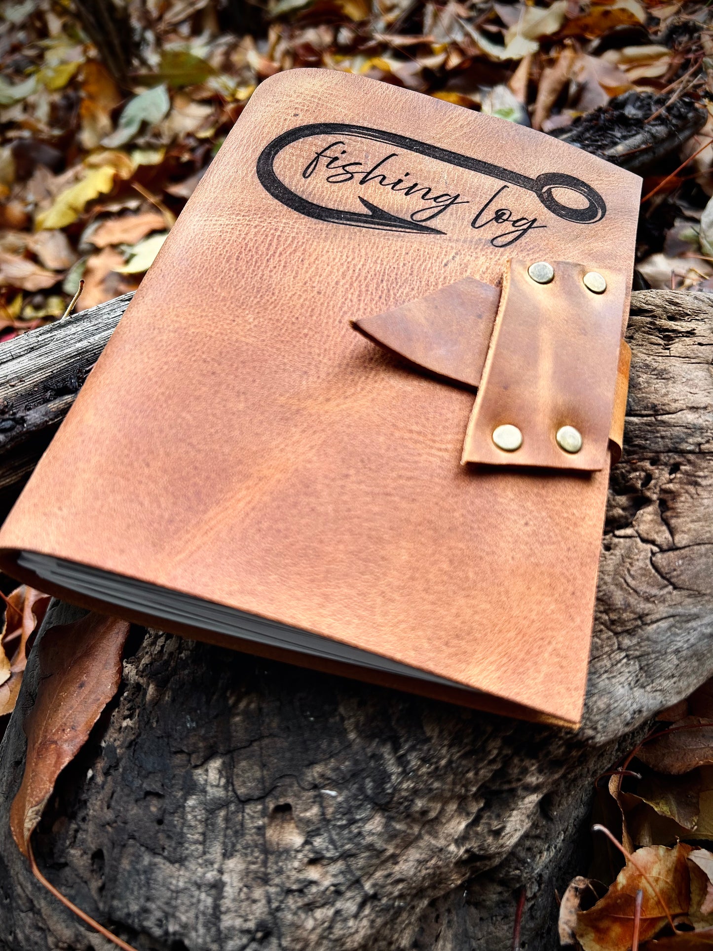 Engraved Leather Fishing Log Journal