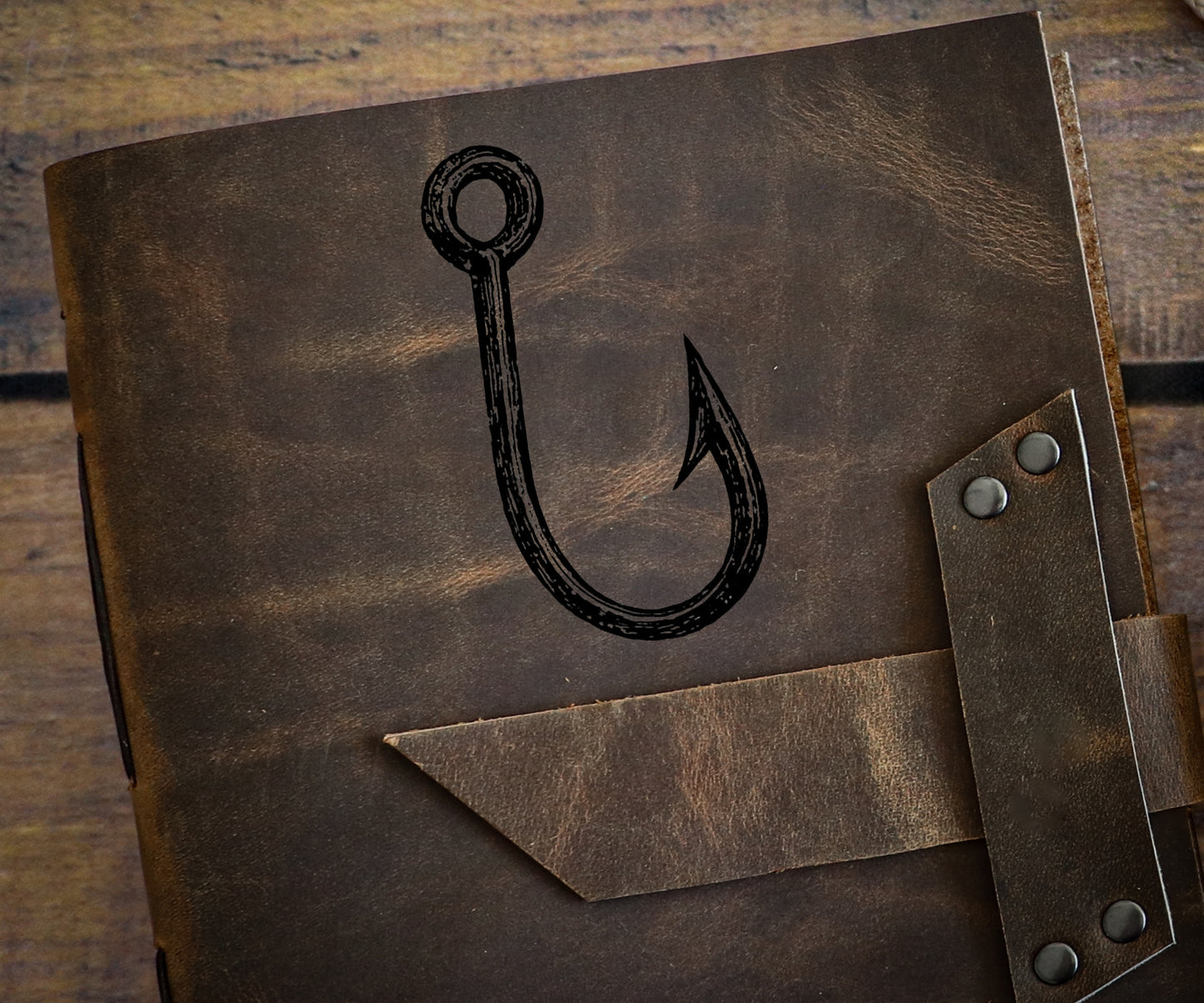 Engraved Leather Fishing Log Journal