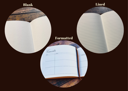 Personalized Wedding and Event Guest Book, Bound in Full Grain Leather