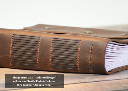 Sewn Bound Personalized Leather Journal, Rustic Notebook, Diary, Sketchbook, Watercolor Book, Premium Leather Bound + Fully Customizable