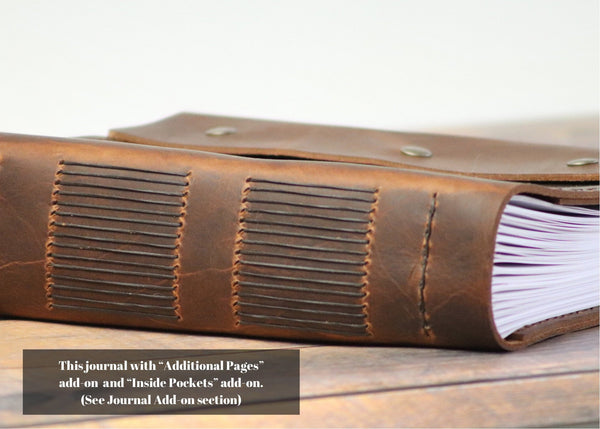 Sewn Bound Personalized Leather Journal, Rustic Notebook, Diary, Sketchbook, Watercolor Book, Premium Leather Bound + Fully Customizable