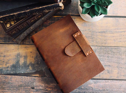Sewn Bound Personalized Leather Journal, Rustic Notebook, Diary, Sketchbook, Watercolor Book, Premium Leather Bound + Fully Customizable