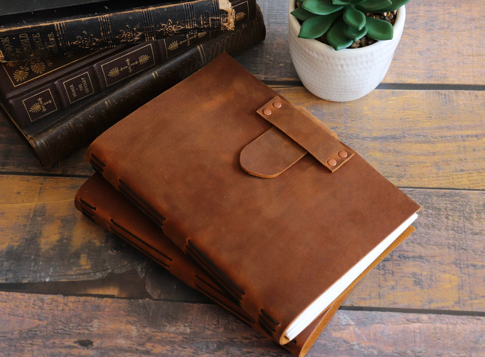 Sewn Bound Personalized Leather Journal, Rustic Notebook, Diary, Sketchbook, Watercolor Book, Premium Leather Bound + Fully Customizable