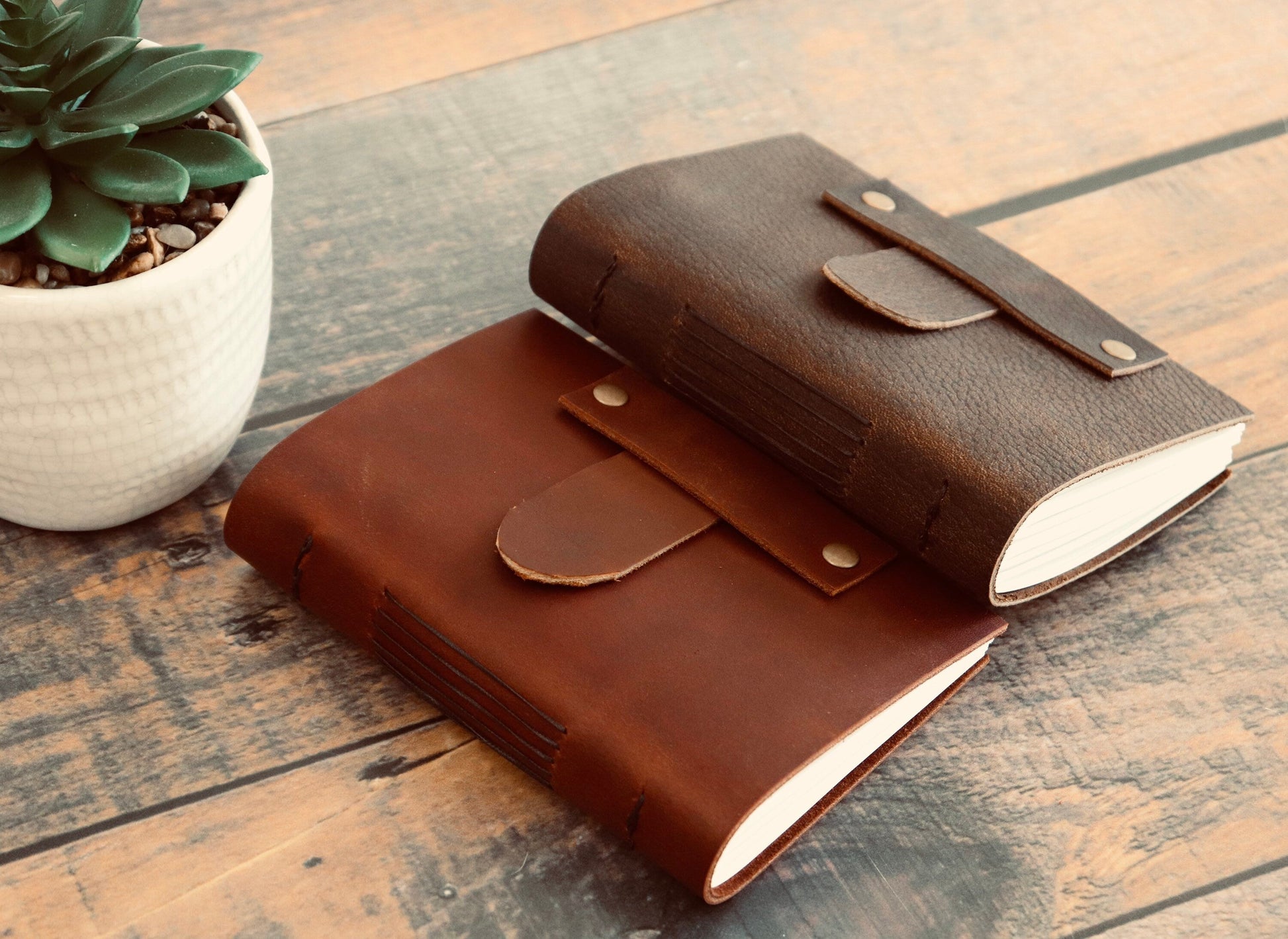 Sewn Bound Personalized Leather Journal, Rustic Notebook, Diary, Sketchbook, Watercolor Book, Premium Leather Bound + Fully Customizable