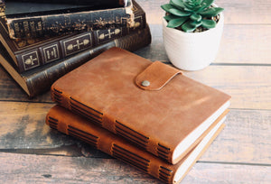 Refillable Premium Leather Journal, Rustic Vintage Writing Diary, Classic Button Snap Notebook Sketch Book, Customizable Personalized Gift