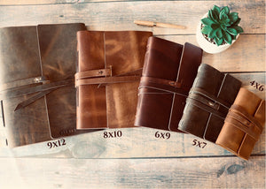 Sewn Bound Personalized Leather Journal, Rustic Notebook, Diary, Sketchbook, Watercolor Book, Premium Leather Bound + Fully Customizable