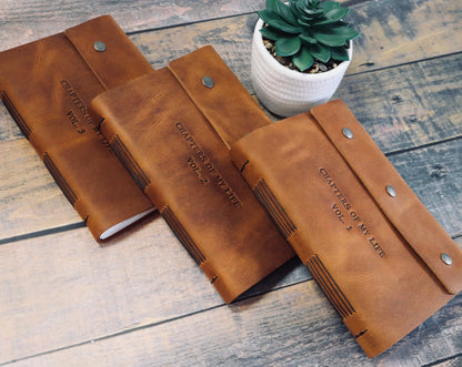 Sewn Bound Personalized Leather Journal, Rustic Notebook, Diary, Sketchbook, Watercolor Book, Premium Leather Bound + Fully Customizable