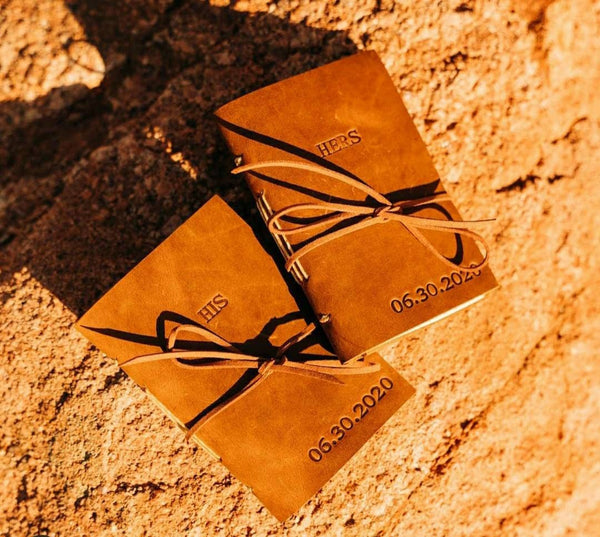 Personalized Wedding Vows Books, Leather Vows Journals for Bride and Groom, Bound in Full Grain Premium Leather, Rustic Wedding Gift