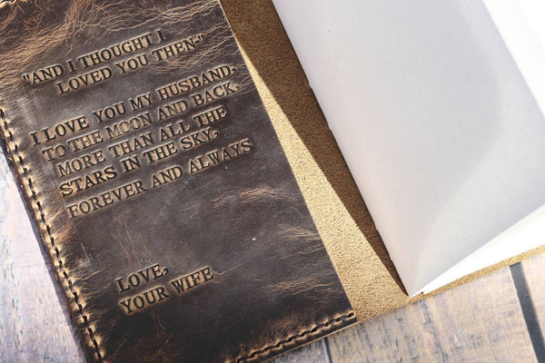 Center Cover Inscription Inside Cover Inscription with Leather Pocket