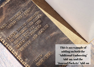 Add This Listing To Your Order For An Inscription or Message On Inside Journal Cover, Personalization, Engraving, Genuine Full Grain Leather