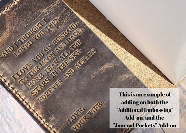 Add This Listing To Your Order For An Inscription or Message On Inside Journal Cover, Personalization, Engraving, Genuine Full Grain Leather