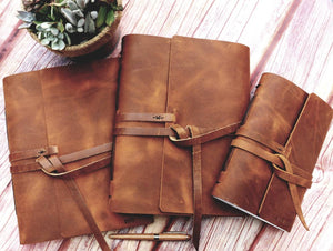 Sewn Bound Personalized Leather Journal, Rustic Notebook, Diary, Sketchbook, Watercolor Book, Premium Leather Bound + Fully Customizable