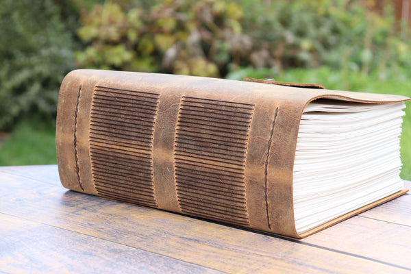 THE MASSIVE - Giant Leather Family Tome, Big Huge Rustic Heirloom Keepsake Book, Large Premium Personalized Memory Journal, Lined, Blank