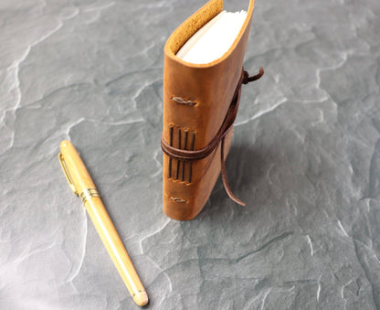 Small Leather Journal, Rustic Vintage Pocket Notebook, Sewn Bound in Real Premium Full Grain Leather, Personalized Christmas Gift