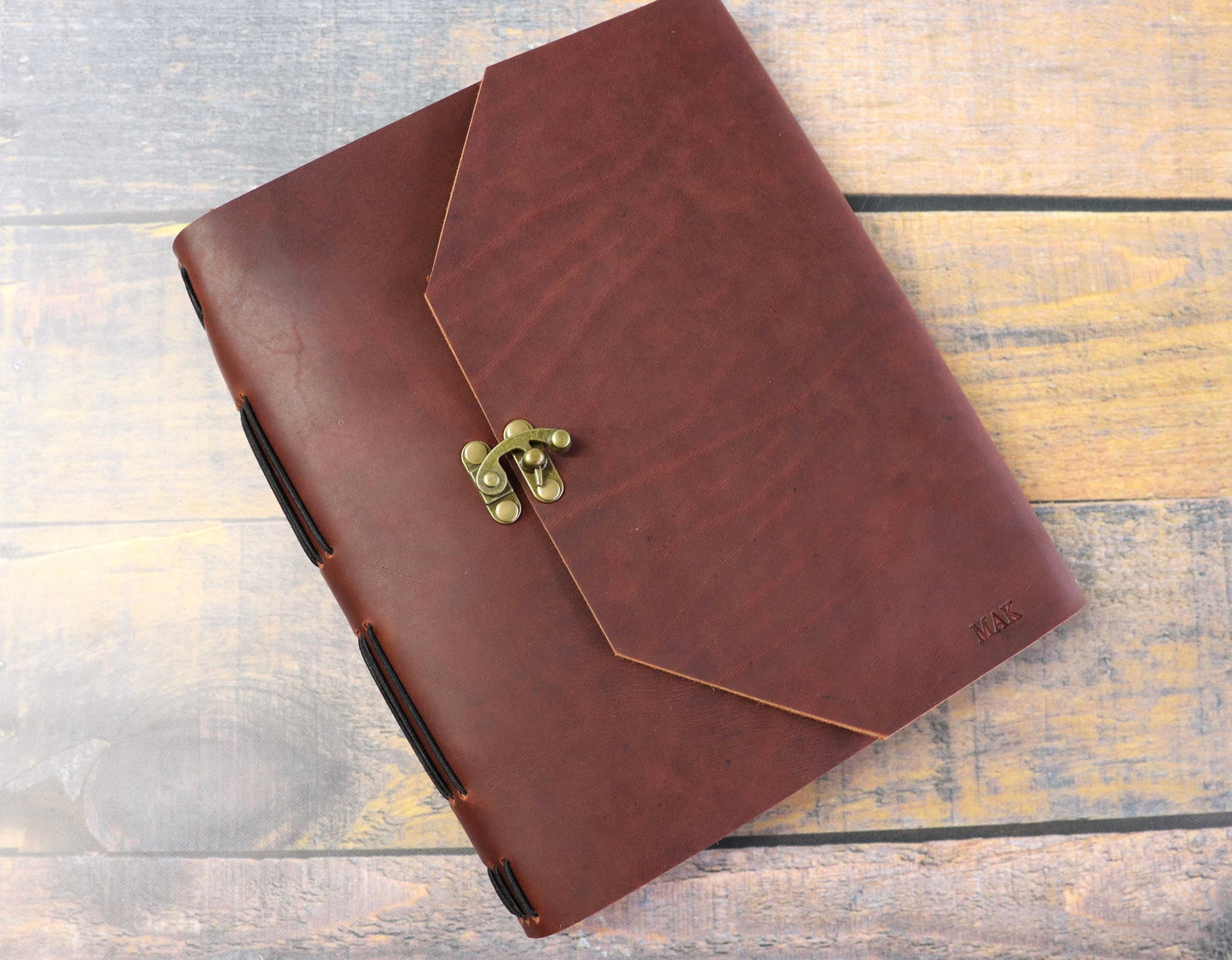 Sewn Bound Personalized Leather Vintage Clasp Journal, Rustic Diary, Sketchbook, Watercolor Book, Premium Leather Bound + Fully Customizable