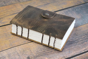 Coptic Bound Leather Journal, Hand Sewn Watercolor Or Sketch Book, Full Grain Leather Art Journal, Vintage Style Tome, Gift for Artists