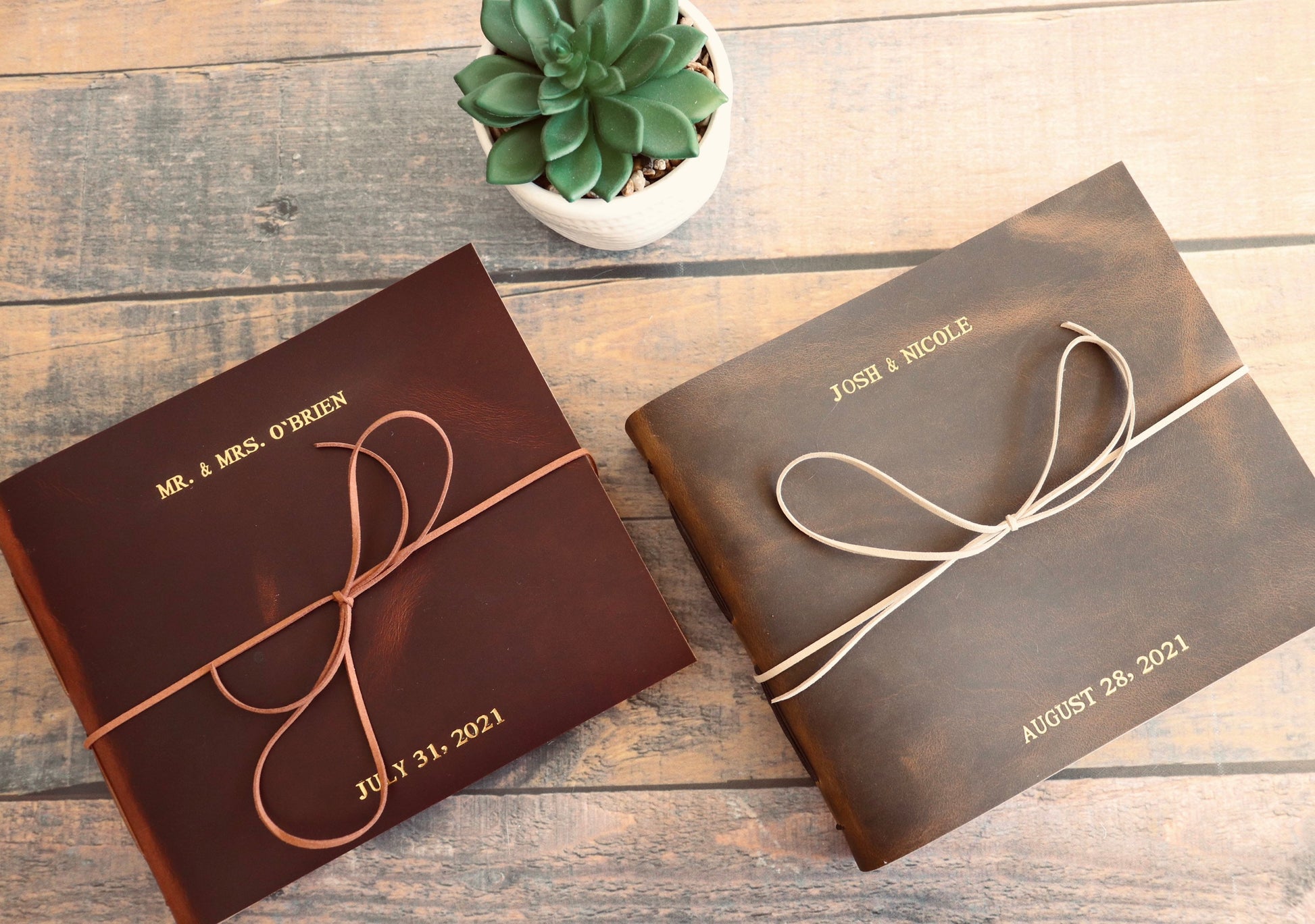Personalized Wedding and Event Guest Book, Full Grain Leather Bound Journal, Rustic Wedding Keepsake Gift, Premium Photo Scrapbook Guest Log