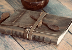 Heirloom Leather Recipe Journal, Family Cookbook, Sewn Bound Full Grain Leather, Personalized Gift for Chefs, Cooks, Bakers, Mom, or Grandma