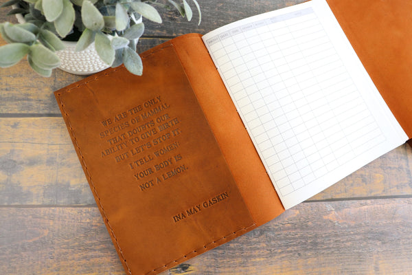 Center Cover Inscription Inside Cover Inscription with Leather Pocket